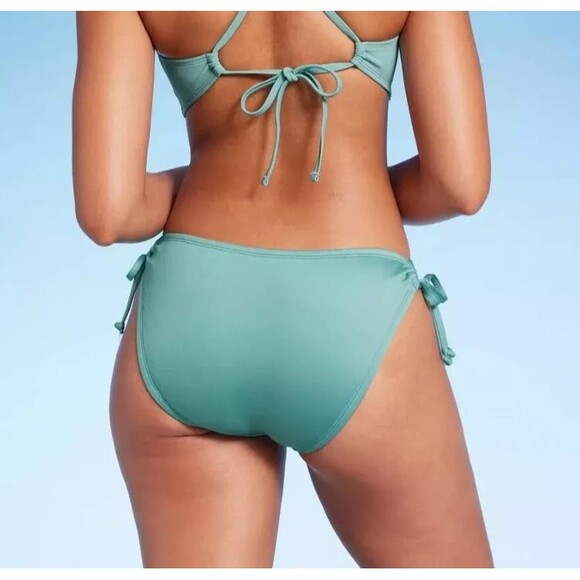 NEW NWT Bluish Green Sz XL / 16 Low Rise Side Tie Bikini Bottoms SHADE & SHORE - Picture 2 of 2